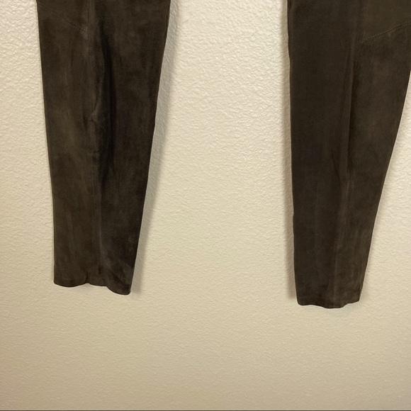 VINCE Brown Lamb Suede Leather Leggings - Picture 6 of 8